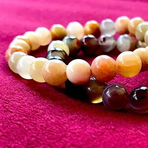 🧘‍♀️Set of 2 Chakra Bead Stretch Bracelets - Beautiful Neutral Tones